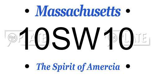 10SW10 Massachusetts License Plate