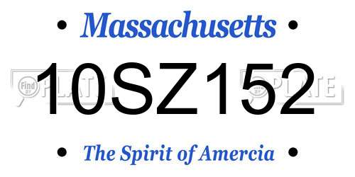 10SZ152 Massachusetts License Plate