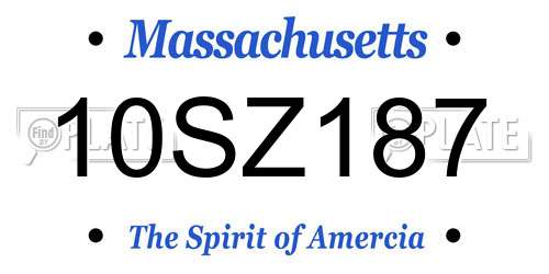 10SZ187 Massachusetts License Plate