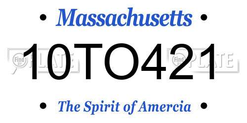 10TO421 Massachusetts License Plate
