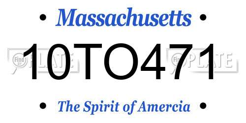 10TO471 Massachusetts License Plate