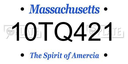 10TQ421 Massachusetts License Plate