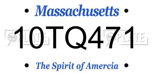 10TQ471 Massachusetts License Plate