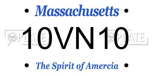10VN10 Massachusetts License Plate