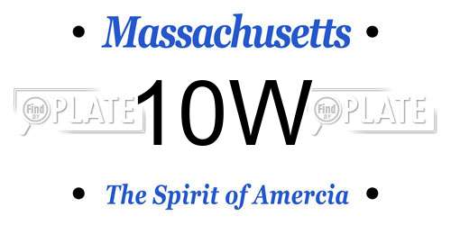 10W Massachusetts License Plate