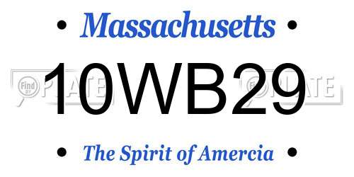 10WB29 Massachusetts License Plate