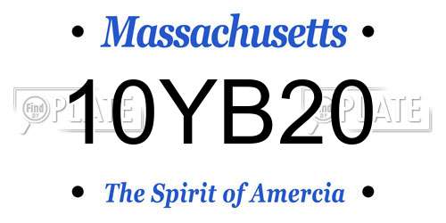 10YB20 Massachusetts License Plate