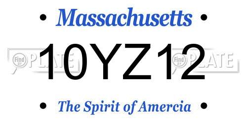 10YZ12 Massachusetts License Plate