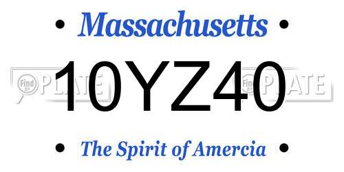 10YZ40 Massachusetts License Plate