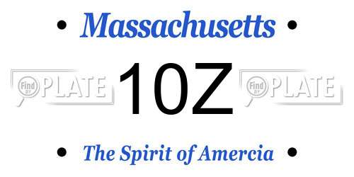 10Z Massachusetts License Plate