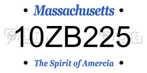 10ZB225 Massachusetts License Plate