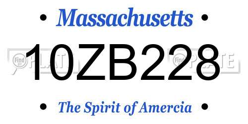 10ZB228 Massachusetts License Plate