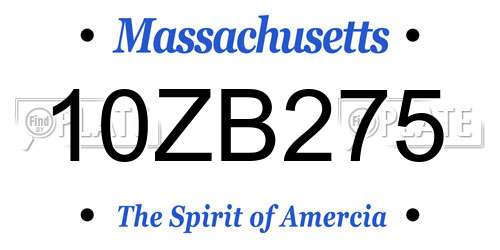 10ZB275 Massachusetts License Plate