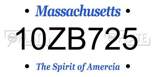 10ZB725 Massachusetts License Plate