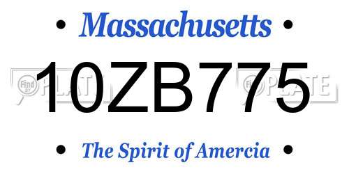 10ZB775 Massachusetts License Plate