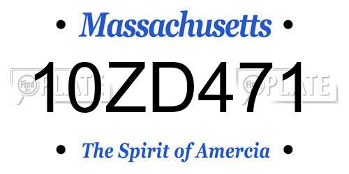 10ZD471 Massachusetts License Plate