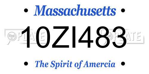 10ZI483 Massachusetts License Plate