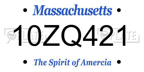 10ZQ421 Massachusetts License Plate