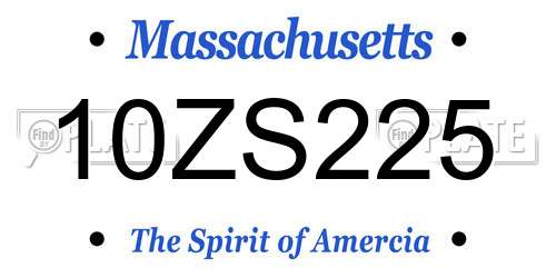 10ZS225 Massachusetts License Plate