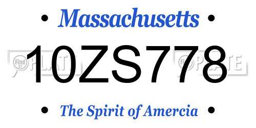 10ZS778 Massachusetts License Plate
