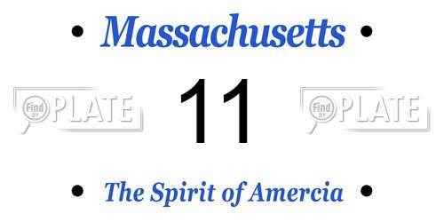 11 Massachusetts License Plate