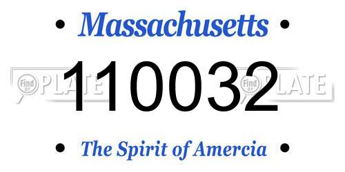 110032 Massachusetts License Plate