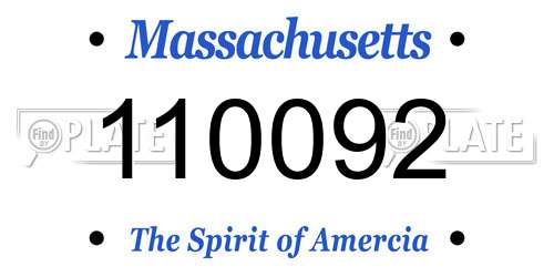 110092 Massachusetts License Plate