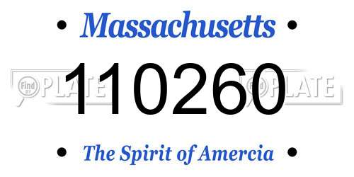 110260 Massachusetts License Plate