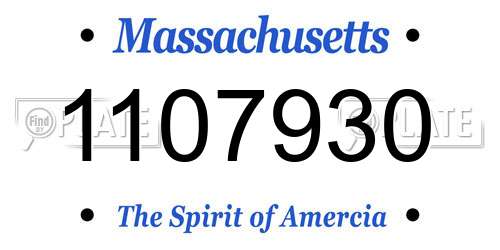 1107930 Massachusetts License Plate