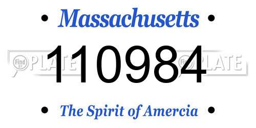 110984 Massachusetts License Plate