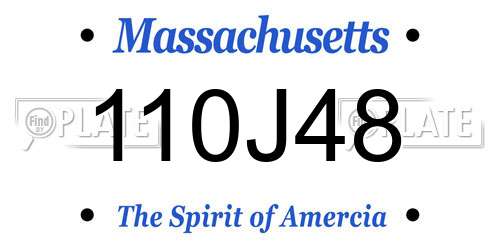 110J48 Massachusetts License Plate