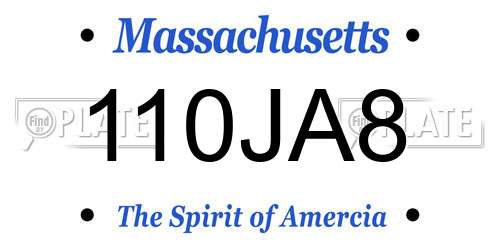110JA8 Massachusetts License Plate