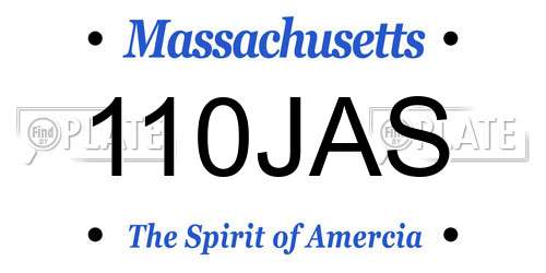 110JAS Massachusetts License Plate