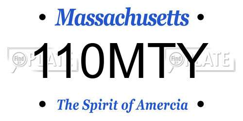 110MTY Massachusetts License Plate