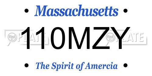 110MZY Massachusetts License Plate