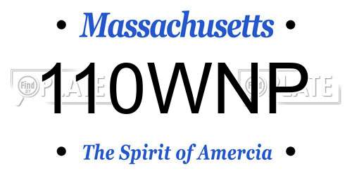 110WNP Massachusetts License Plate