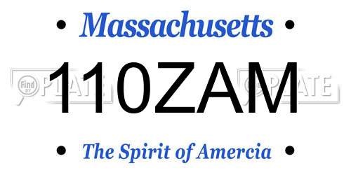 110ZAM Massachusetts License Plate
