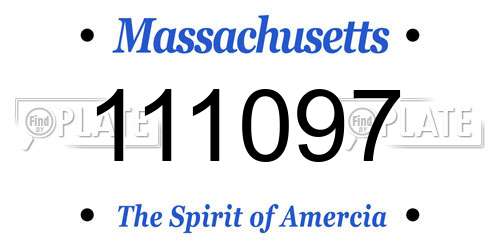111097 Massachusetts License Plate