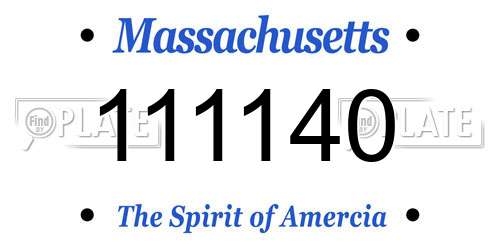 111140 Massachusetts License Plate