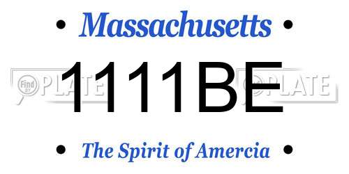 1111BE Massachusetts License Plate