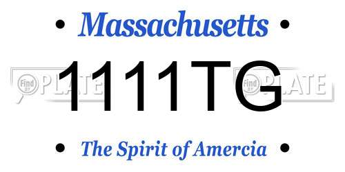 1111TG Massachusetts License Plate