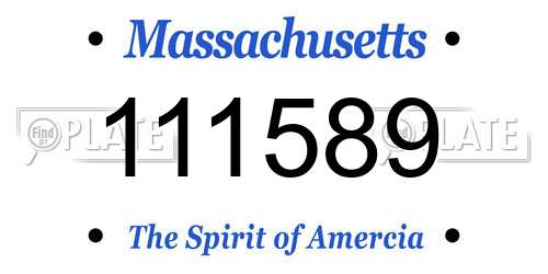 111589 Massachusetts License Plate