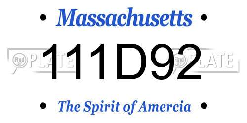 111D92 Massachusetts License Plate