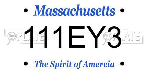 111EY3 Massachusetts License Plate