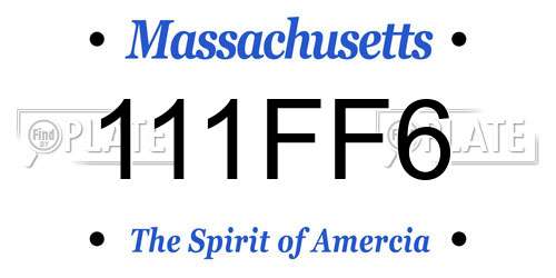 111FF6 Massachusetts License Plate