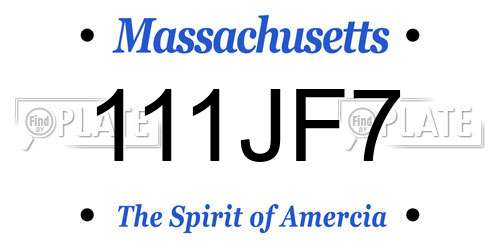 111JF7 Massachusetts License Plate