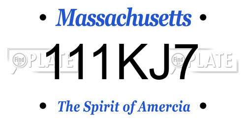 111KJ7 Massachusetts License Plate