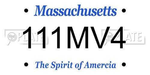 111MV4 Massachusetts License Plate