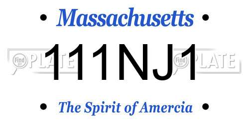 111NJ1 Massachusetts License Plate