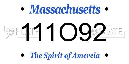 111O92 Massachusetts License Plate